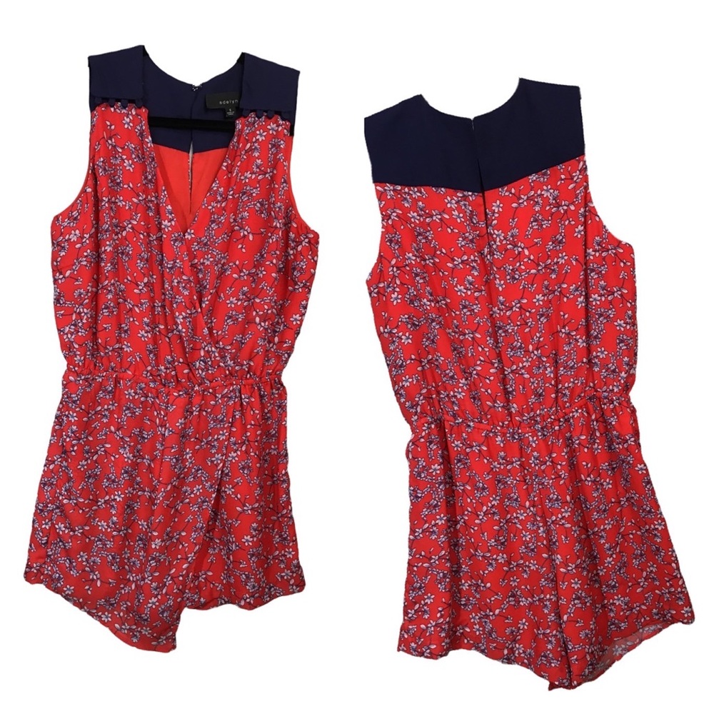 Adelyn Rae - NWOT “April” Floral Cherry Blossom Sleeveless Romper - S